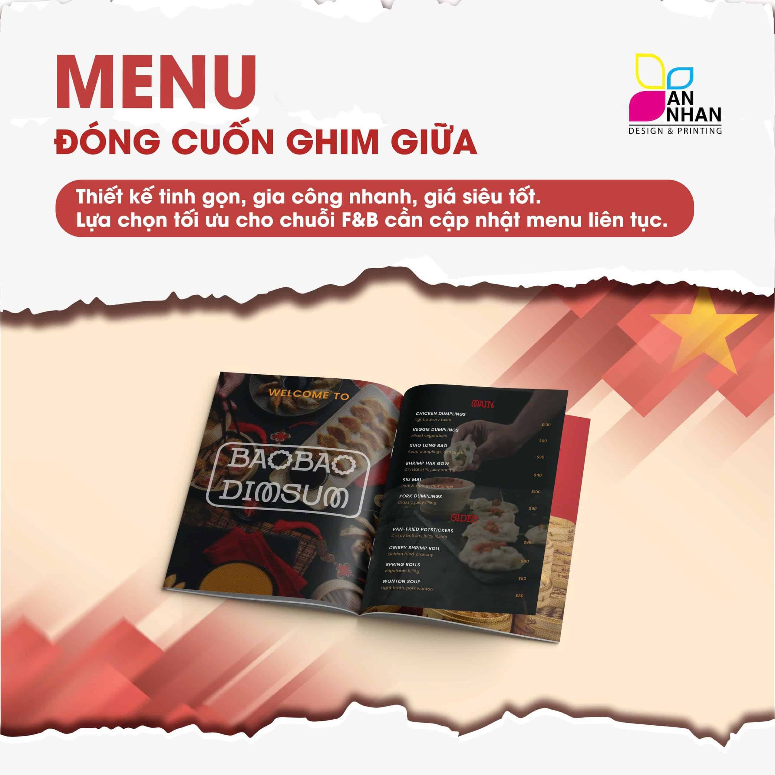 Menu đ&oacute;ng cuốn ghim 